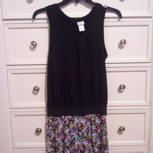 Black and Floral Romper with Pocket